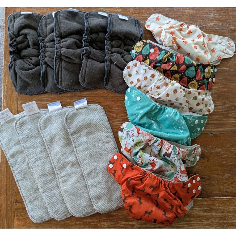 FALL Diaper Cover Lot Simple Being Snap Vlokup Bamboo Inserts Fox Hedgehog Deer